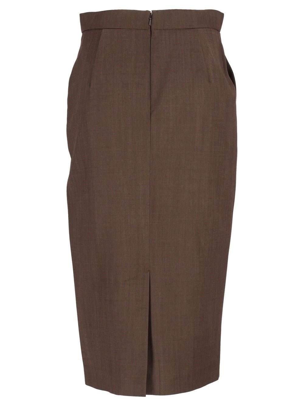 Max Mara Women Wool Gabardine Pencil Skirt