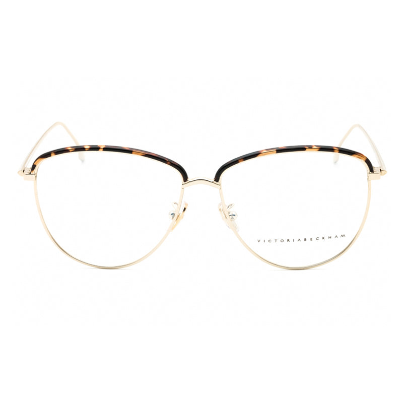 Victoria Beckham Eyeglasses Cat Eye Full Rim, Gold/Havana Frame and Clear Demo Lenses Lens VB2100716
