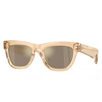 Burberry Burberry Sunglasses Square Full Rim, Transparent Brown Frame and Light Brown Mirror Gold Lens BE4415U40635A