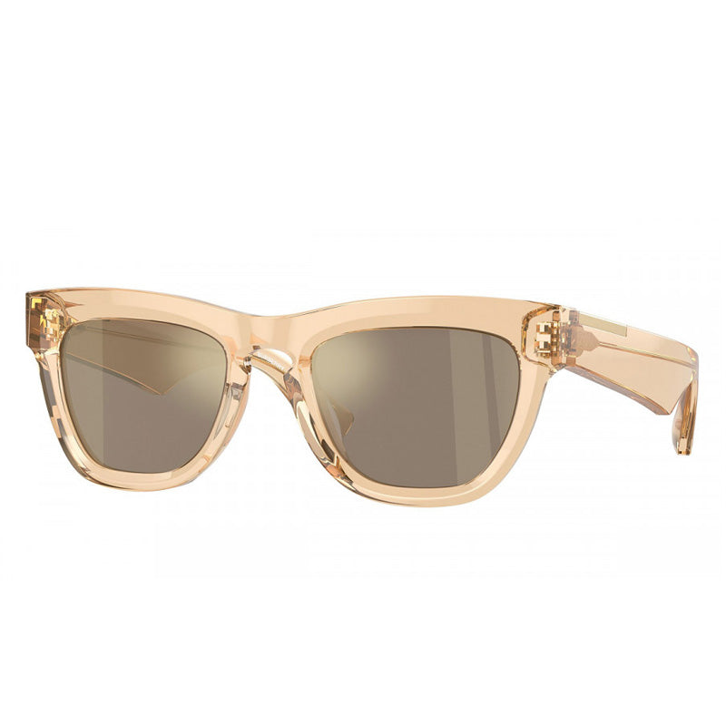 Burberry Burberry Sunglasses Square Full Rim, Transparent Brown Frame and Light Brown Mirror Gold Lens BE4415U40635A