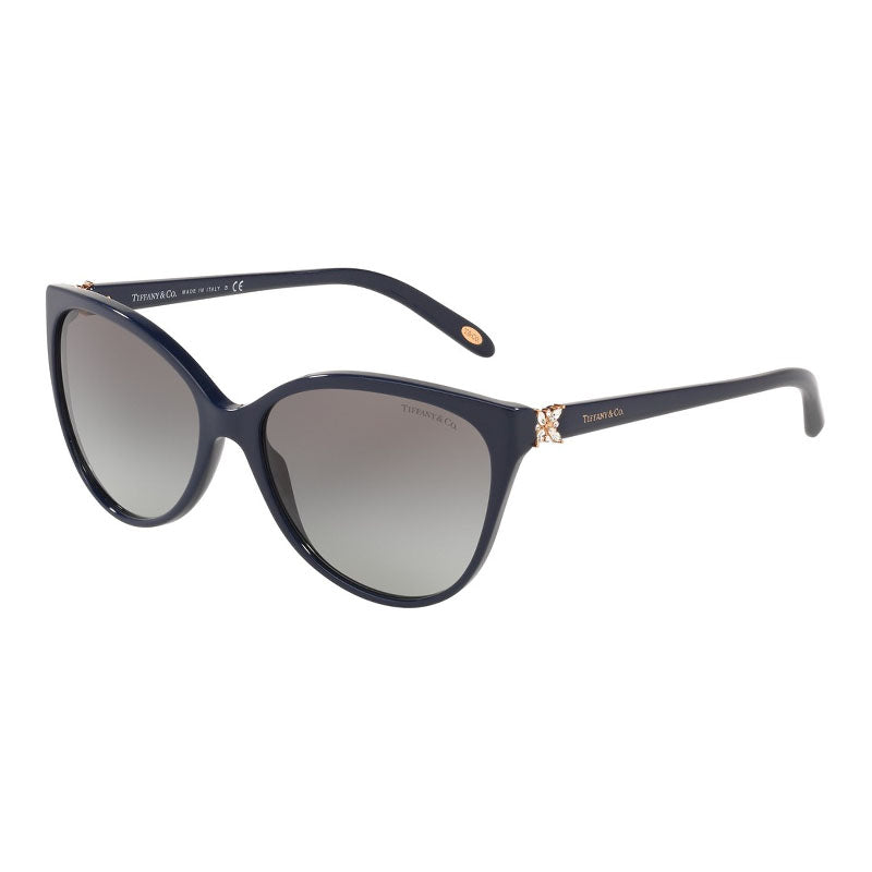 Tiffany & Co. Sunglasses Cat Eye Full Rim, Shiny Blue Frame and Brown Gradient Lens TF4089B82303C