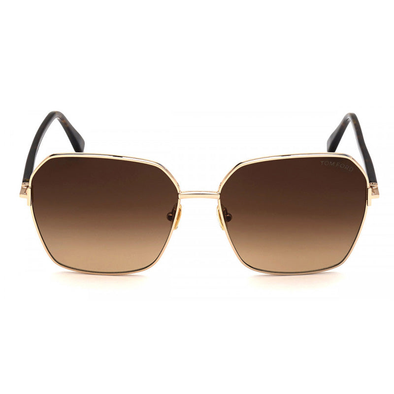 Tom Ford Tom Ford Sunglasses Square Full Rim, Rose Gold/Dark Havana Frame and Brown Gradient Lens FT083952F