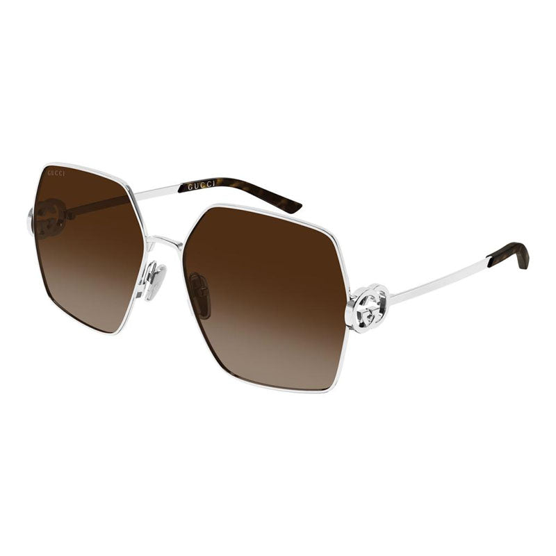 Gucci Sunglasses Square Full Rim, Gold Frame and Grey Gradient Lens GG2163S001