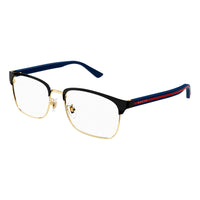 Gucci Eyeglasses Rectangle Full Rim, Gold/Black Frame and Clear Demo Lenses Lens GG0934OA005