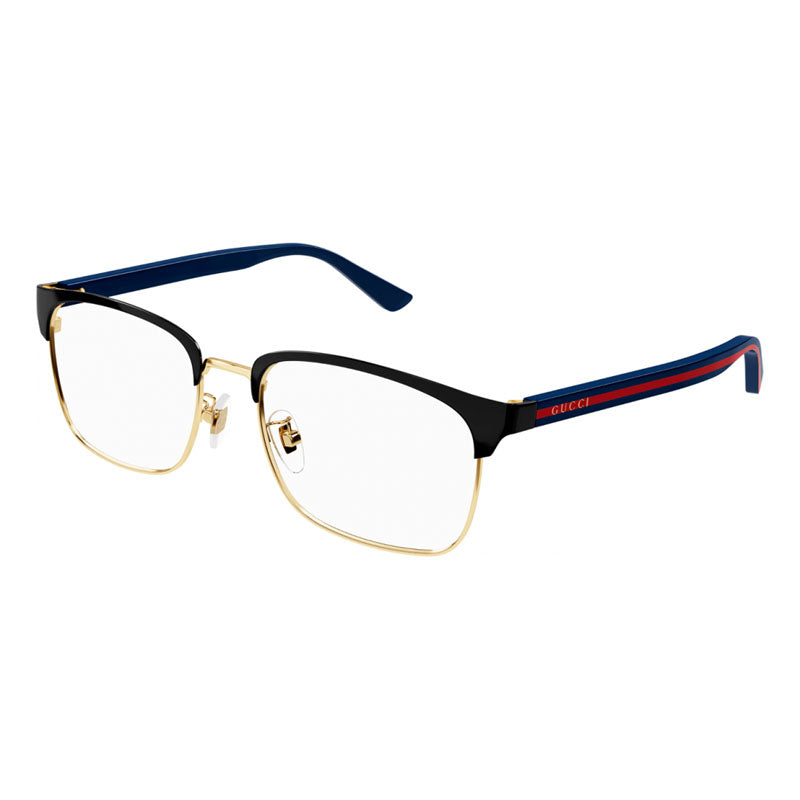 Gucci Eyeglasses Rectangle Full Rim, Gold/Black Frame and Clear Demo Lenses Lens GG0934OA005