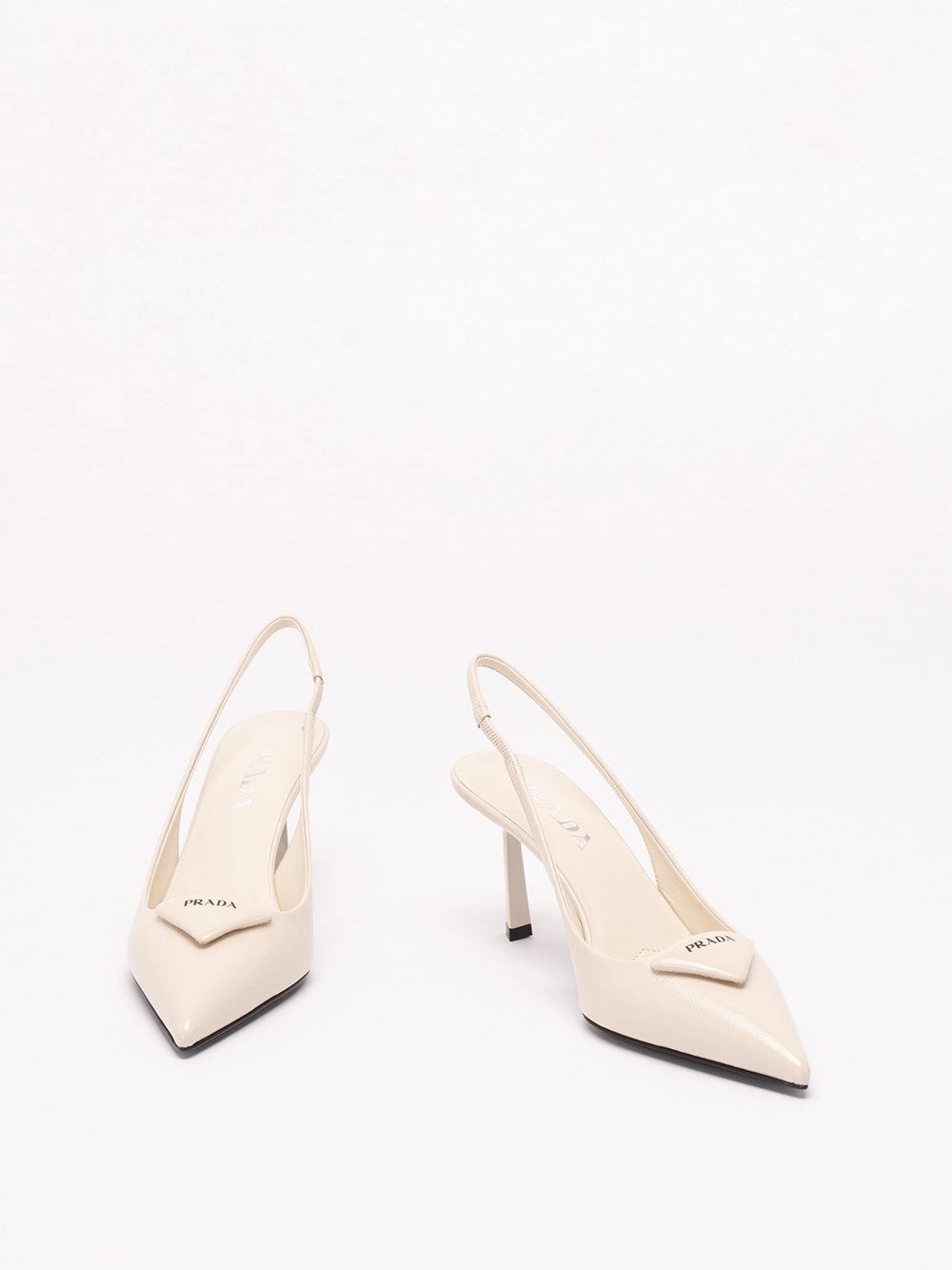 Prada Women Saffiano Patent Leather Slingback Pumps