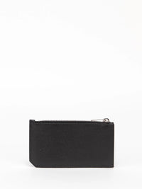 Saint Laurent Men Saint Laurent Paris Fragments Zipped Card Case In Grain De Poudre Leather