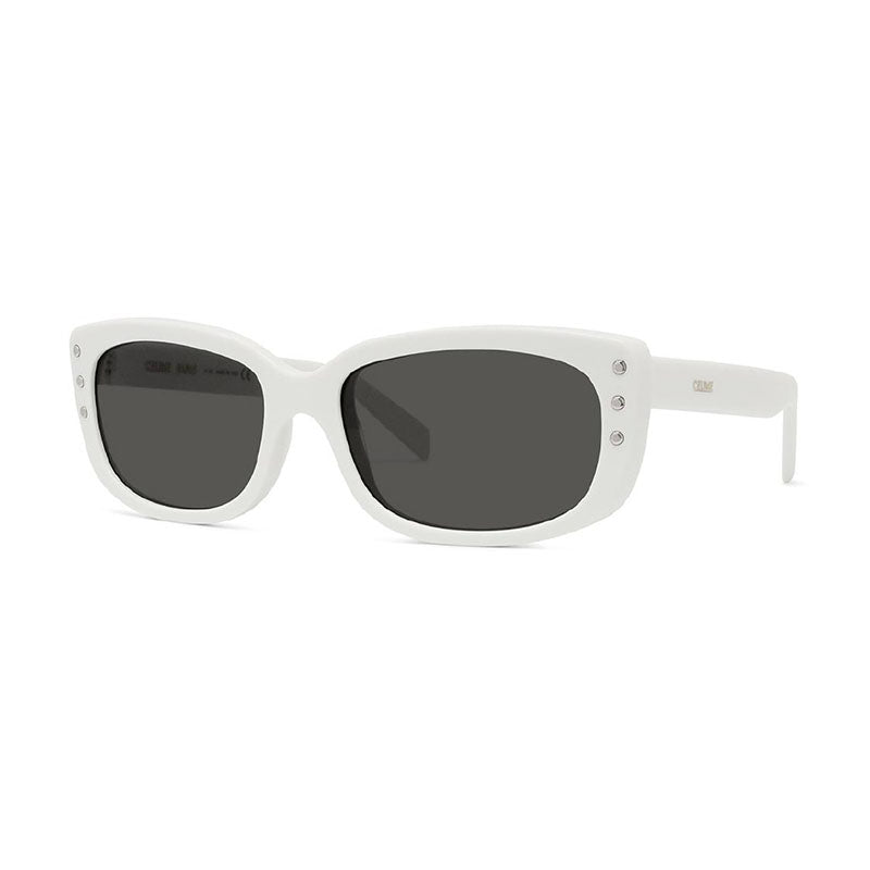 Celine Sunglasses Oval Full Rim, White Frame and Grey Lens CL40072I25N