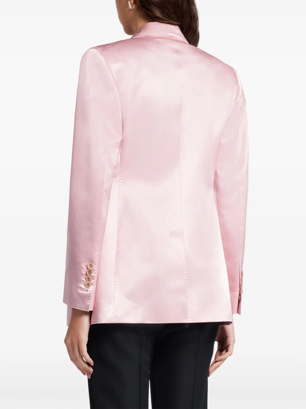 Tom Ford Silk Satin Double-Breasted Blazer Pink