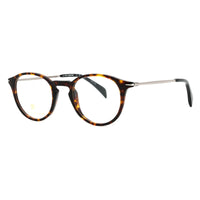 David Beckham David Beckham Eyeglasses Round Full Rim, Grey Horn Frame and Clear Demo Lenses Lens DB104902W800