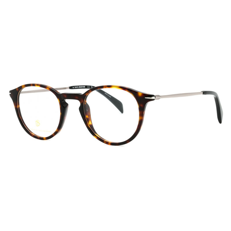 David Beckham David Beckham Eyeglasses Round Full Rim, Grey Horn Frame and Clear Demo Lenses Lens DB104902W800
