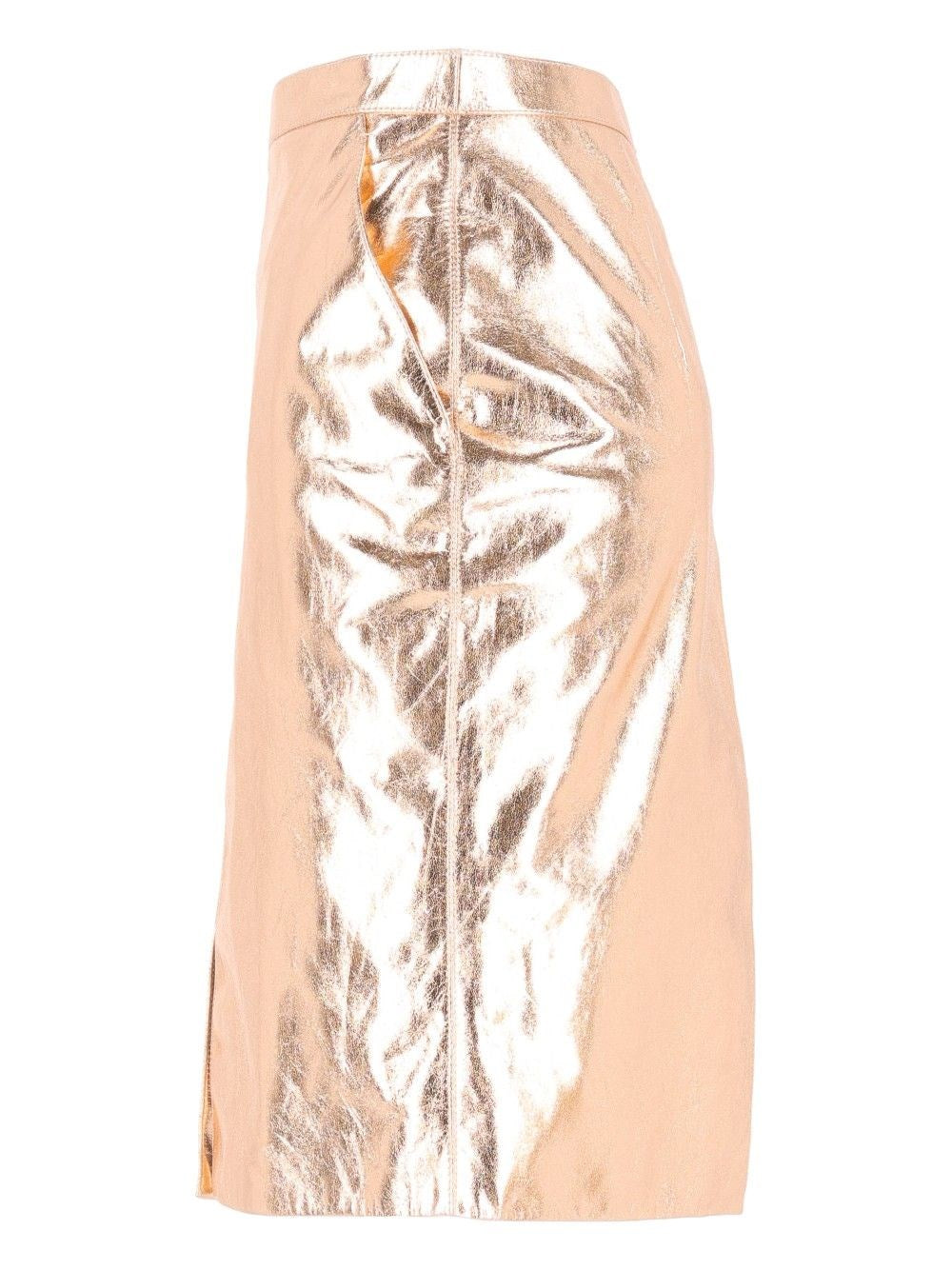 Saint Laurent Women Metallic Leather Pencil Skirt