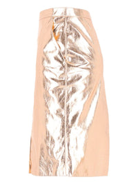 Saint Laurent Women Metallic Leather Pencil Skirt