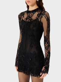 Blumarine Women Short Lace Dress With Embroidery