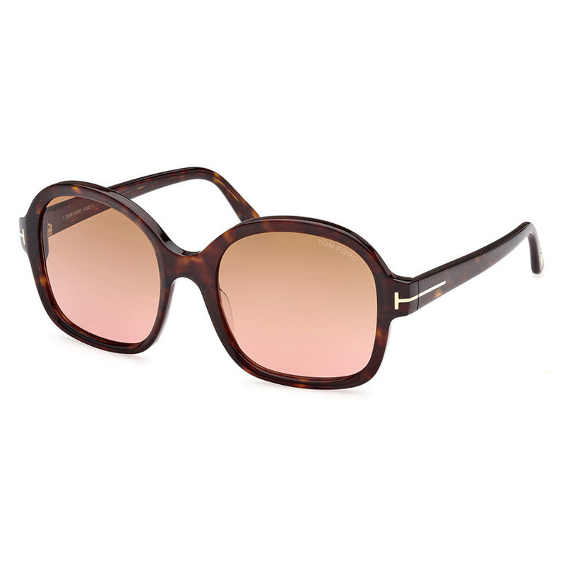 Tom Ford Sunglasses Oval Full Rim, Shiny Black Frame and Smoke Gradient Lens FT103401B