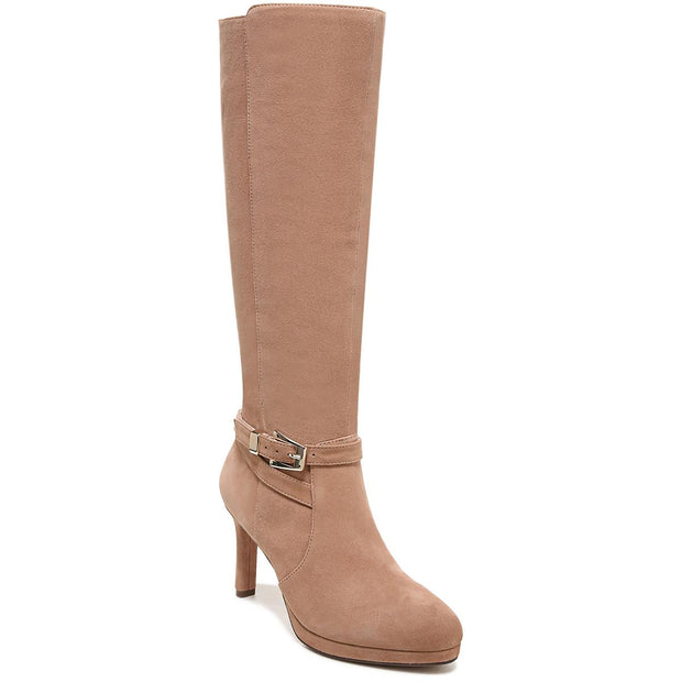 Taelynn Womens Zipper Leather Knee-High Boots