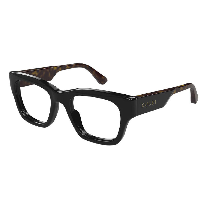 Gucci Gucci Eyeglasses Square Full Rim, Black/Havana Frame and Clear Demo Lenses Lens GG1669O005