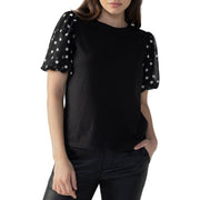 Dream State Womens Polka Dot Sheer Sleeve T-Shirt