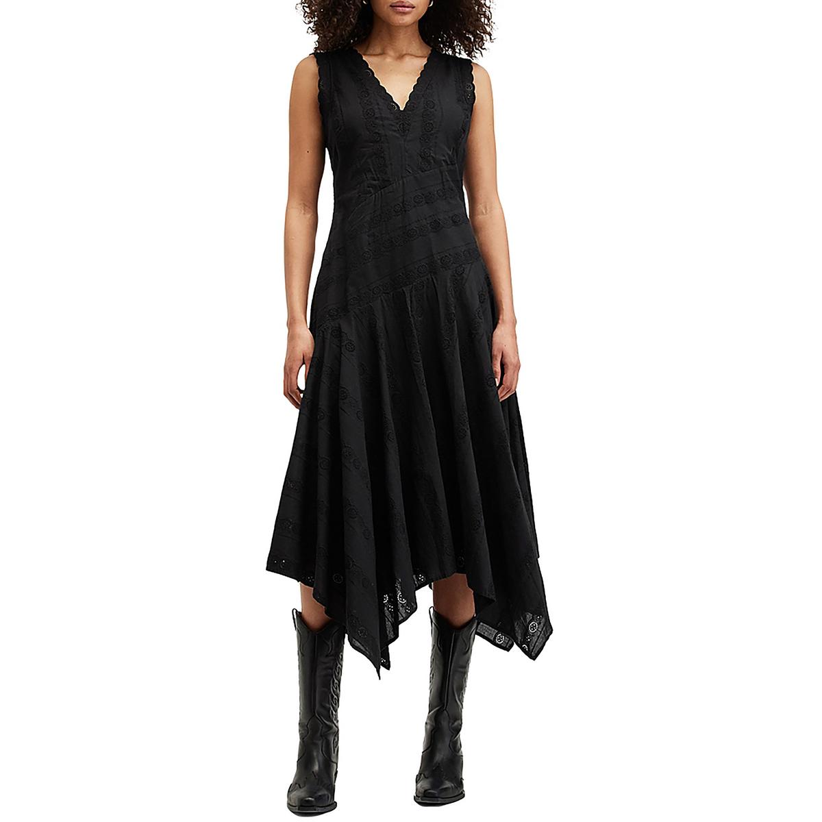 Avania Womens Eyelet Lace Trim Maxi Dress