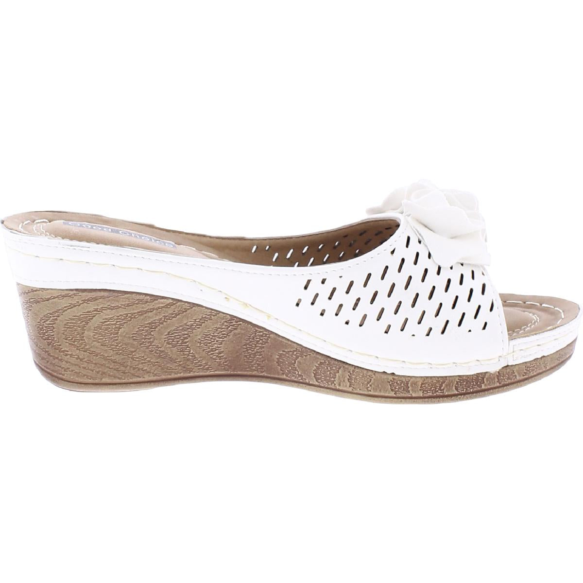 Juliet Womens Cushioned Footbed Faux Leather Wedge Sandals