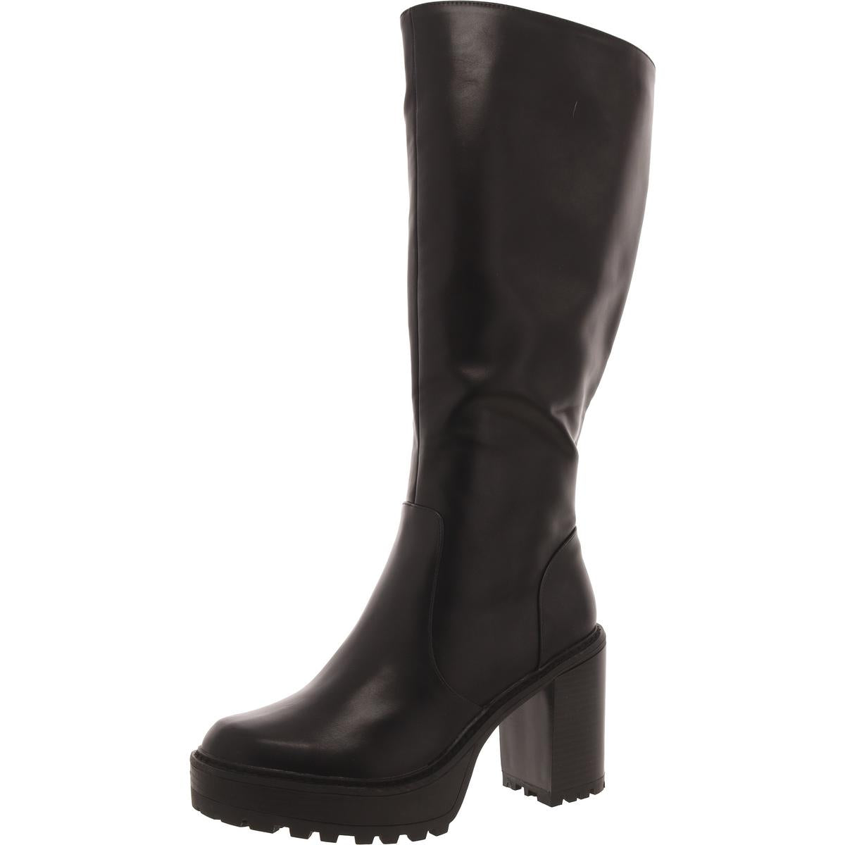 Katalina Womens Faux Leather Round Toe Knee-High Boots