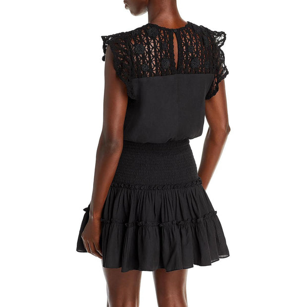 Womens Crochet Mini Fit & Flare Dress