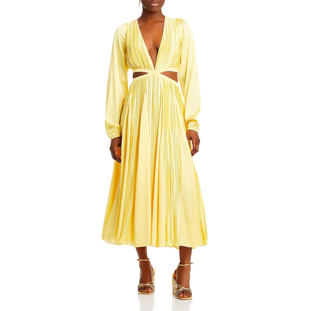 Bree Womens Satin Open Back Midi Dress