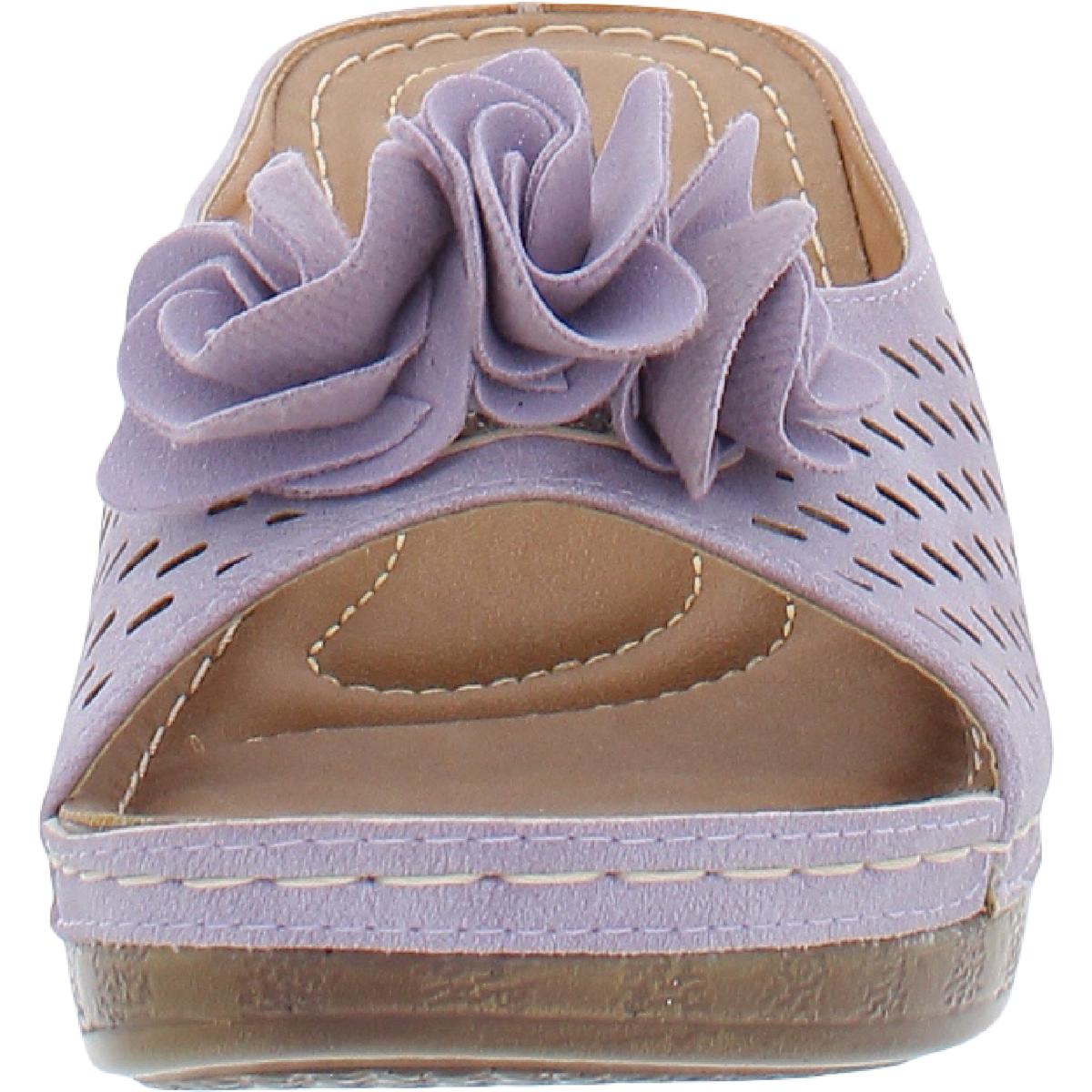Juliet Womens Cushioned Footbed Faux Leather Wedge Sandals