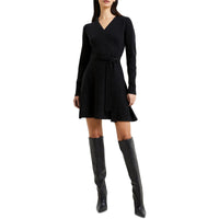Womens Above Knee Surplice Sweaterdress