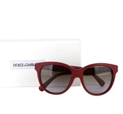 Dolce & Gabbana Girls Red Matt Silk Cat Eye Acetate Frame Sunglasses