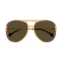 Gucci Gucci Sunglasses Aviator Full Rim, Transparent Brown Frame and Brown Lens GG1104S002