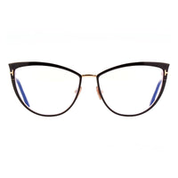 Tom Ford Tom Ford Eyeglasses Cat Eye Full Rim, Shiny Black/Gold Frame and Clear Blue Light Block Lens FT5877-B001
