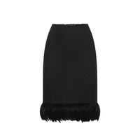 Saint Laurent Saint Laurent Feathers Trim Silk Skirt Women