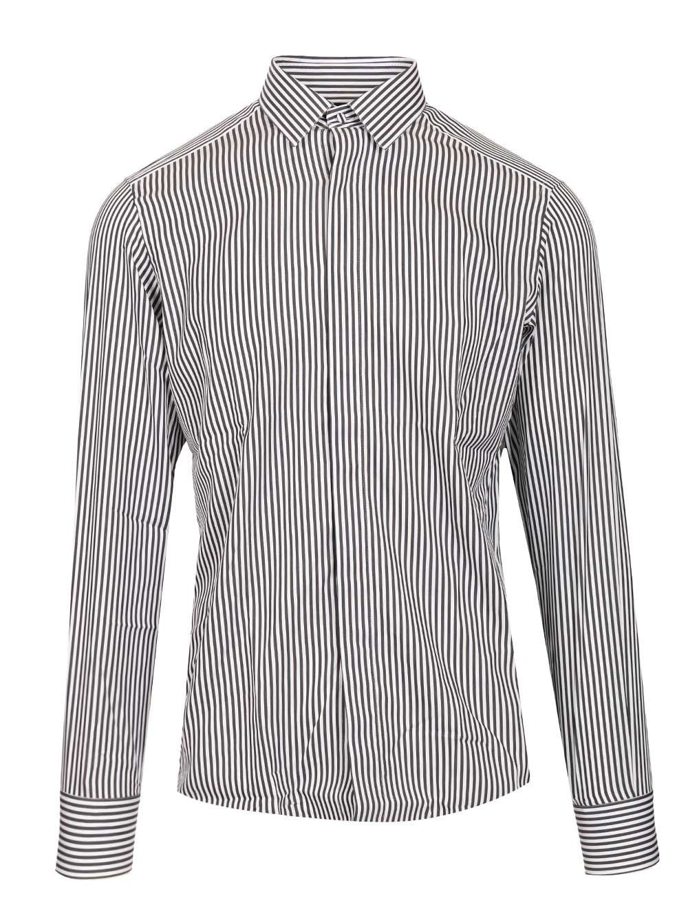 Tom Ford Men Silk Cotton Ladder Stripe Classic Fit Shirt