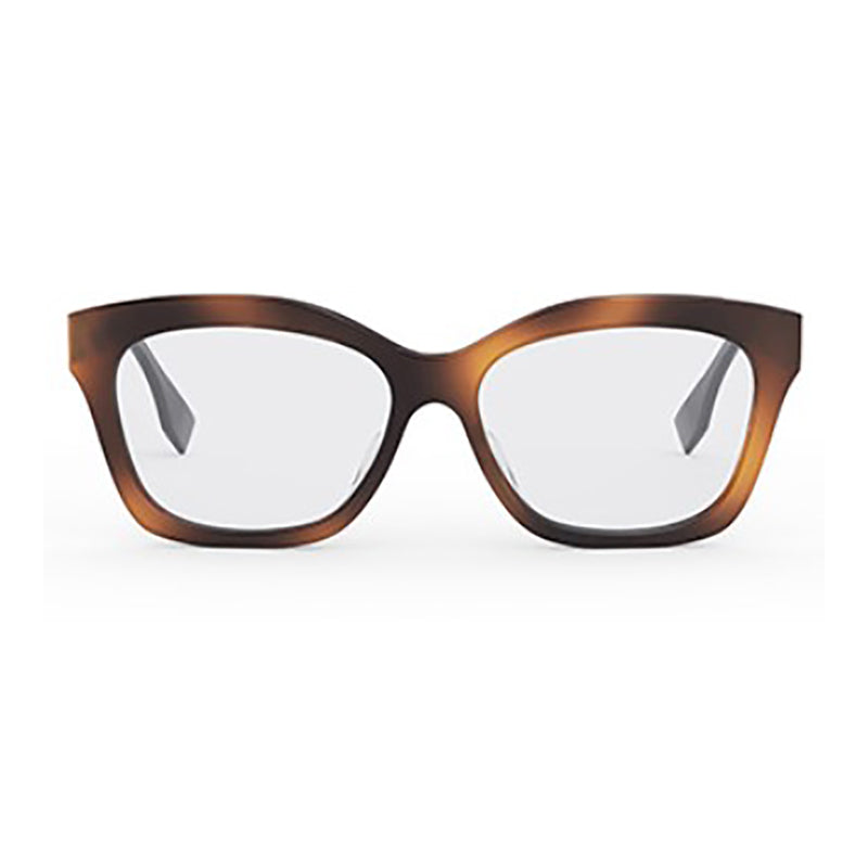 Fendi Eyeglasses Rectangle Full Rim, Havana Frame and Clear Demo Lenses Lens FE50039I053