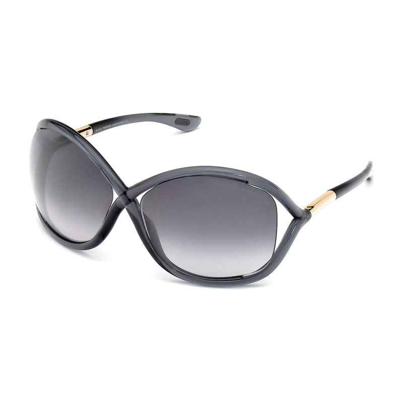 Tom Ford Sunglasses Geometric Semi Rim, Transparent Grey Frame and Gradient Smoke Lens FT00090B5
