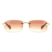 Gucci Gucci Sunglasses Rectangle Rimless, Gold/Havana Frame and Brown Lens GG1221S002
