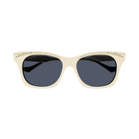 Gucci Sunglasses Square Full Rim, Ivory with Stones Frame and Blue Lens GG1299S004