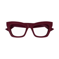 Bottega Veneta Bottega Veneta Eyeglasses Cat Eye Full Rim, Burgundy Frame and Clear Demo Lenses Lens BV1215O004