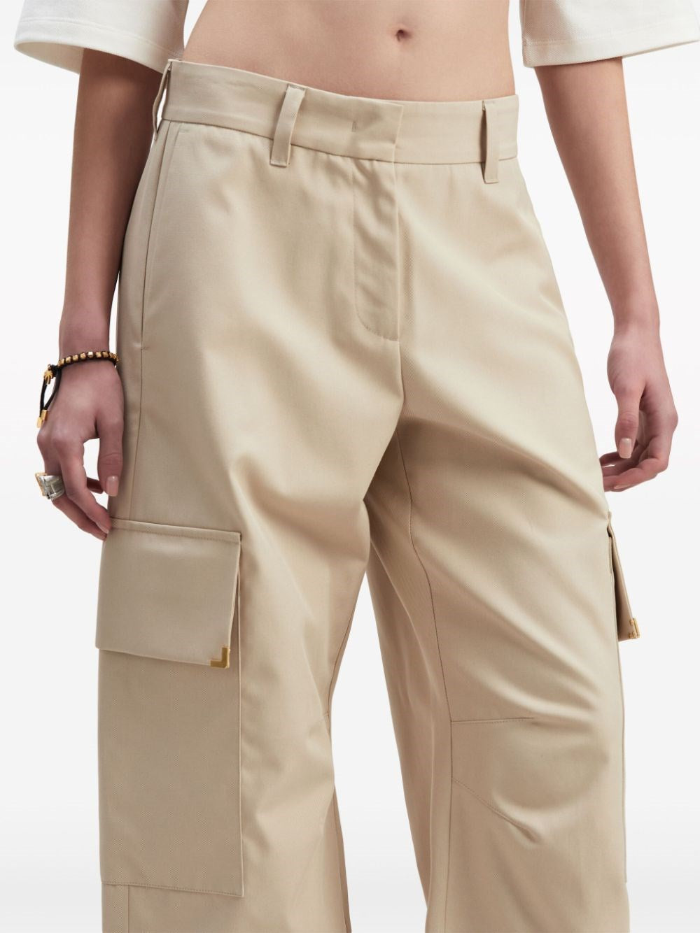 Palm Angels Women Beige Carrot Cargo Pants