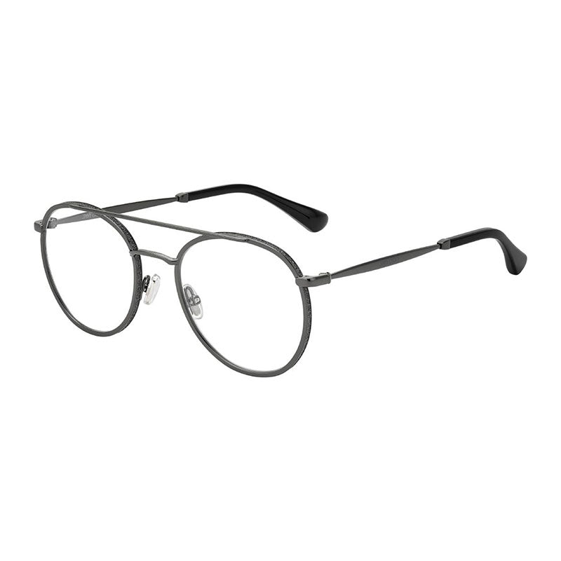 Jimmy Choo Eyeglasses Round Full Rim, Silver Tone Frame and Clear Demo Lenses Lens JC2300YB700
