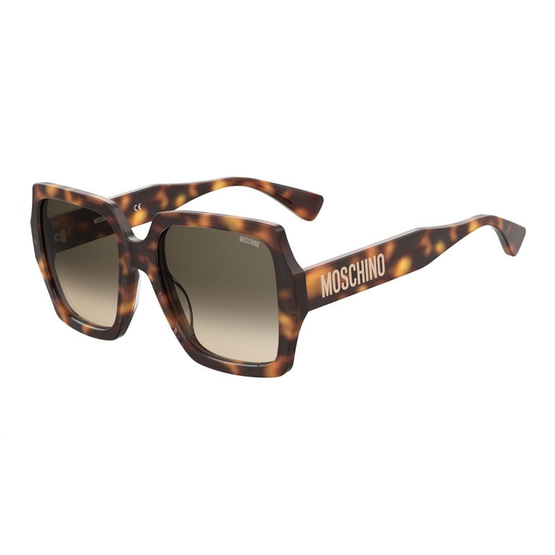 Moschino Sunglasses Square Full Rim, Havana Frame and Green Gradient Lens MOS127/S/US005L9K