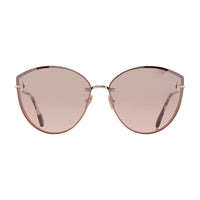 Tom Ford Tom Ford Sunglasses Butterfly Rimless, Shiny Rose Gold Frame and Bordeaux Mirror Lens FT110628U