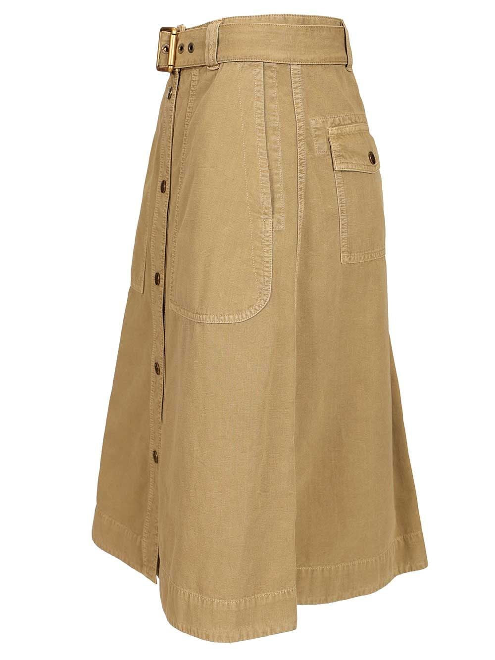 Moncler Women Cotton Midi Skirt With Belt