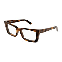Saint Laurent Eyeglasses Cat Eye Full Rim, Havana Frame and Transparent Anti-Reflective Demo Lens Lens SL554002