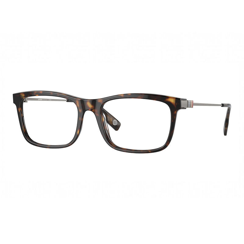 Burberry Eyeglasses Rectangle Full Rim, Dark Havana Frame and Clear Demo Lenses Lens BE2384F3002