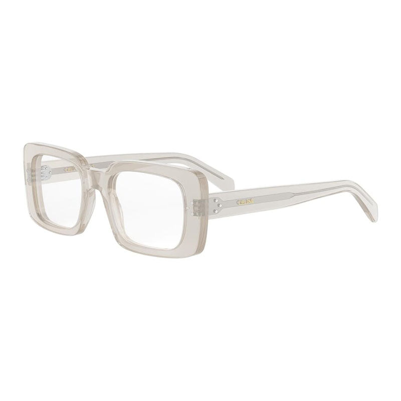 Celine Eyeglasses Square Full Rim, Transparent Beige Frame and Clear Demo Lens Lens CL50163I045