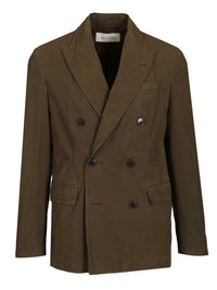 Dries Van Noten Men Double-Breasted Cotton Blazer