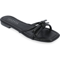 Womens Faux Leather Slip On Flatform Sandals Black