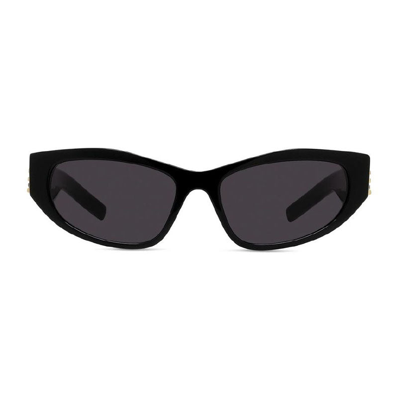 Givenchy Sunglasses Cat Eye Full Rim, Shiny Black/Gold with Studs Frame and Grey Lens GV40078I01A